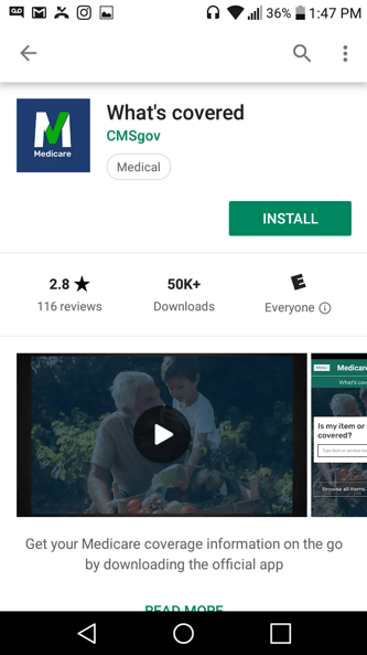 Android store for CMS What's Covered app